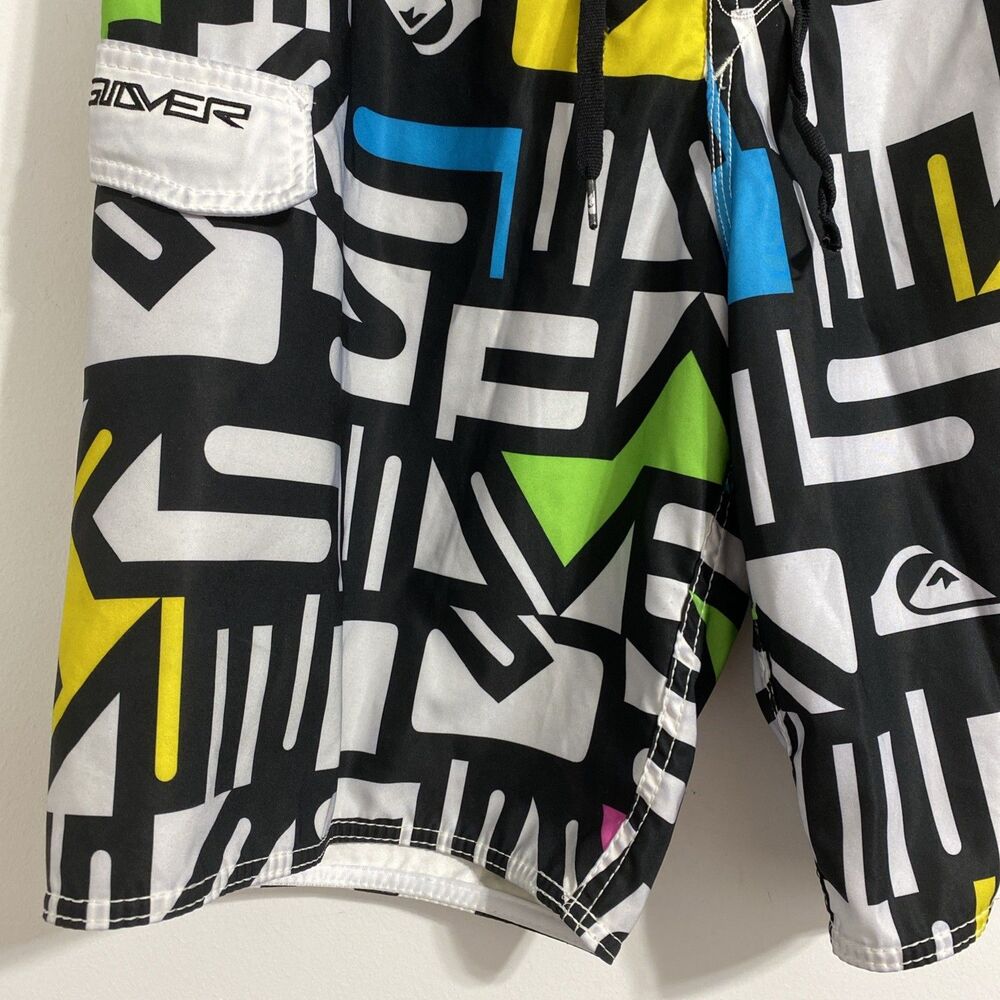 Quicksilver Board Shorts Men's Waist 36 Swim Trunks Cargo Pocket Unlined 90s Y2K - Picture 3 of 12